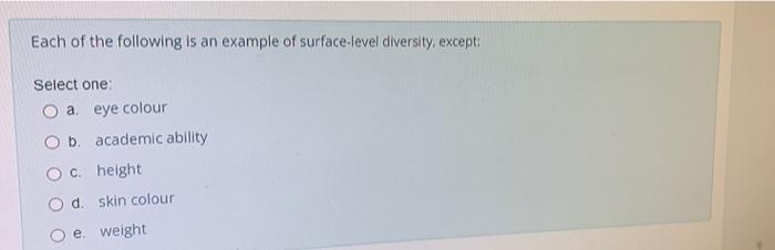 Each of the following is an example of