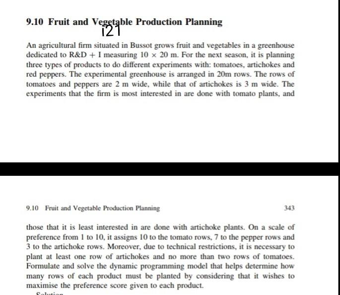 9.10 Fruit and Vegetable Production Planning