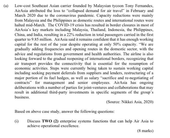 (a) Low-cost Southeast Asian carrier founded by