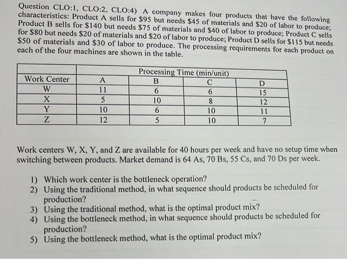 please solve it now in a text. Question CLO:1,