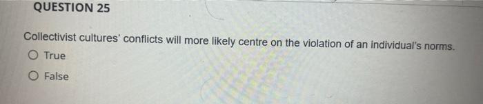 1 2 3 4 Collectivist cultures' conflicts will