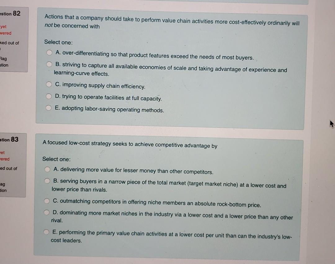 Question 74 For all types of generic strategies,