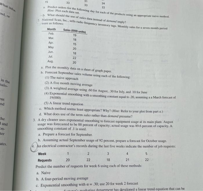 i need help woth problems 2 & 4 What info 15 33