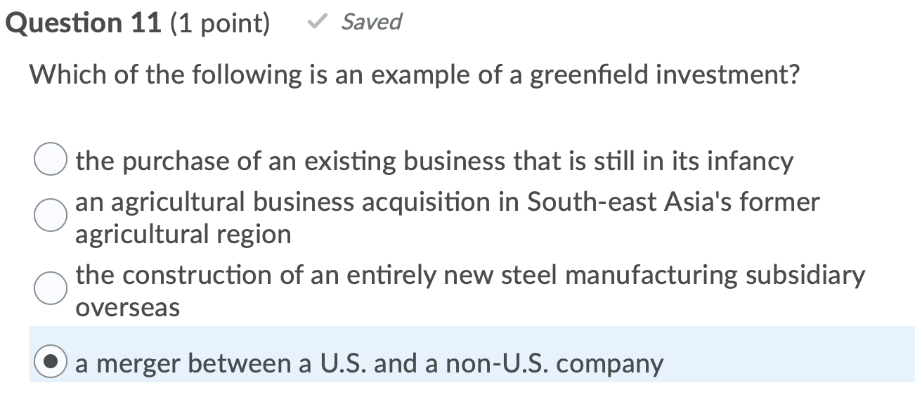 Question 11 (1 point) Saved Which of the