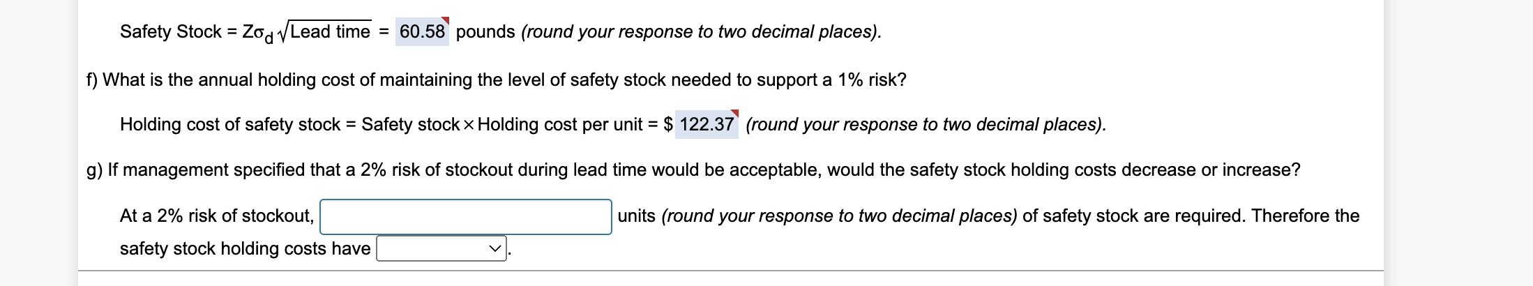 $3. Refer to the or Z-values. Safety Stock