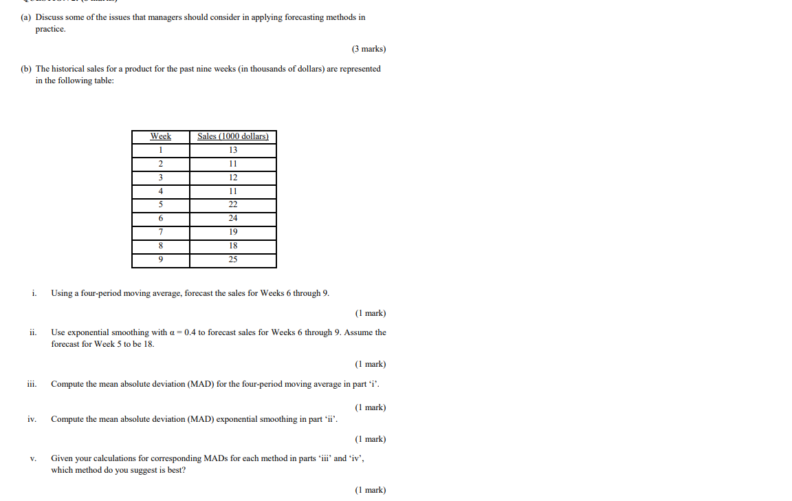(a) Discuss some of the issues that managers