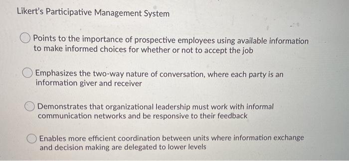 Likert's Participative Management System Points