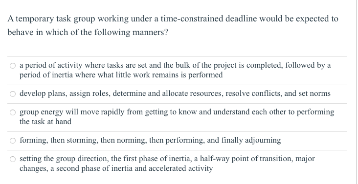 A temporary task group working under a