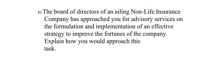 b) The board of directors of an ailing Non-Life