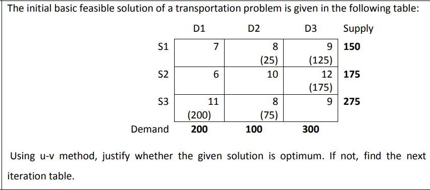 (Hand Written please) The initial basic feasible