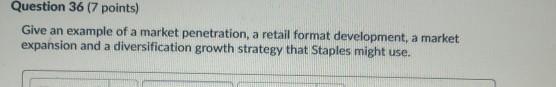 Question 36 (7 points) Give an example of a