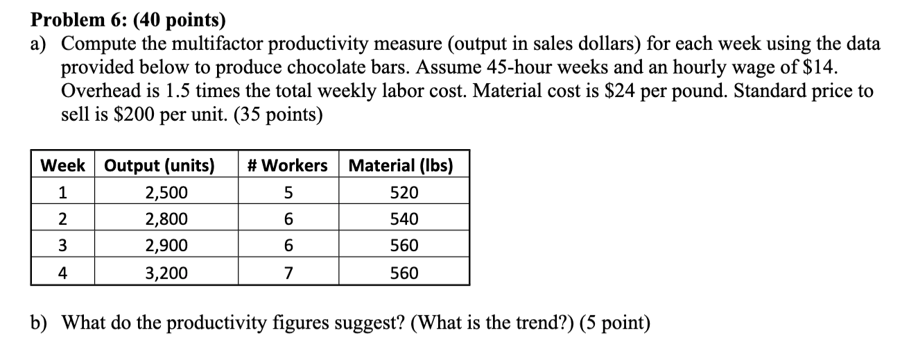 Problem 6: (40 points) a) Compute the multifactor