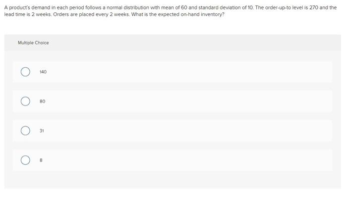 A product's demand in each period follows a