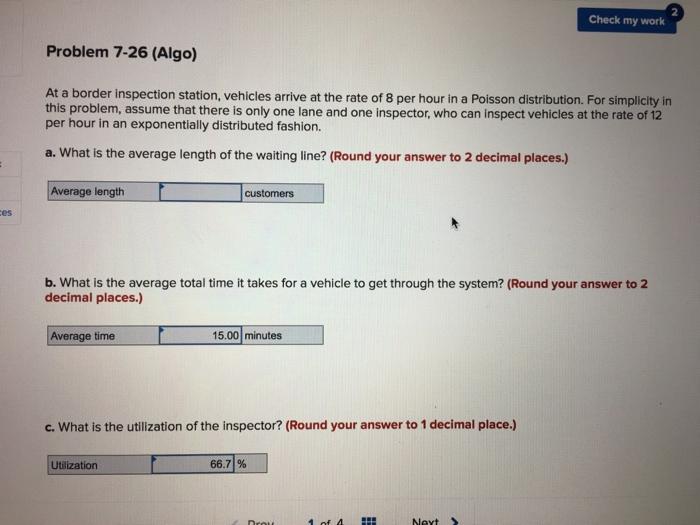 Check my work Problem 7-26 (Algo) At a border