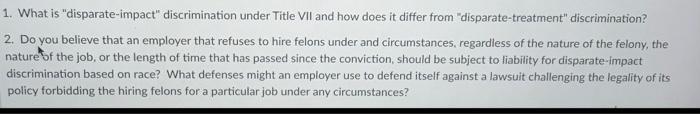 1. What is "disparate-impact" discrimination