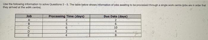 Use the following information to solve Questions