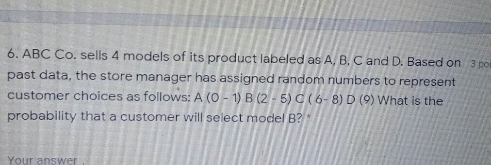 6. ABC Co. sells 4 models of its product labeled