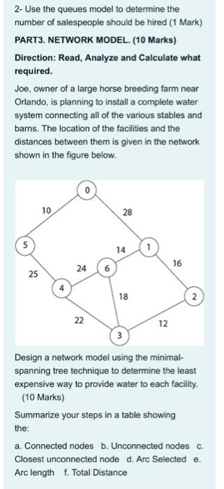 2- Use the queues model to determine the number