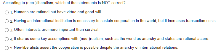 According to (neo-liberalism, which of the