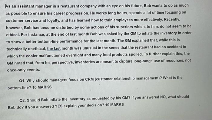 As an assistant manager in a restaurant company