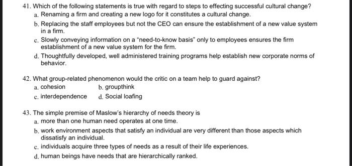 pls help thank u 41. Which of the following