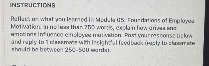 INSTRUCTIONS Reflect on what you learned in