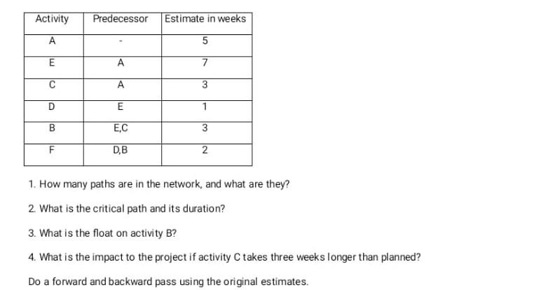 1. How many paths are in the network, and what