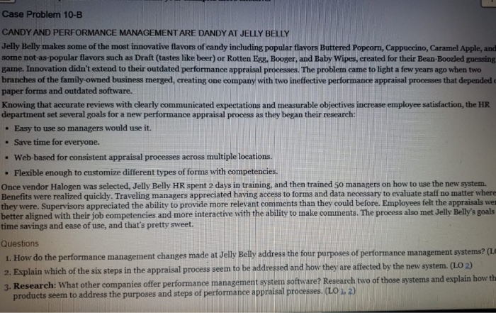 question number: 3 Case Problem 10-B . CANDY AND