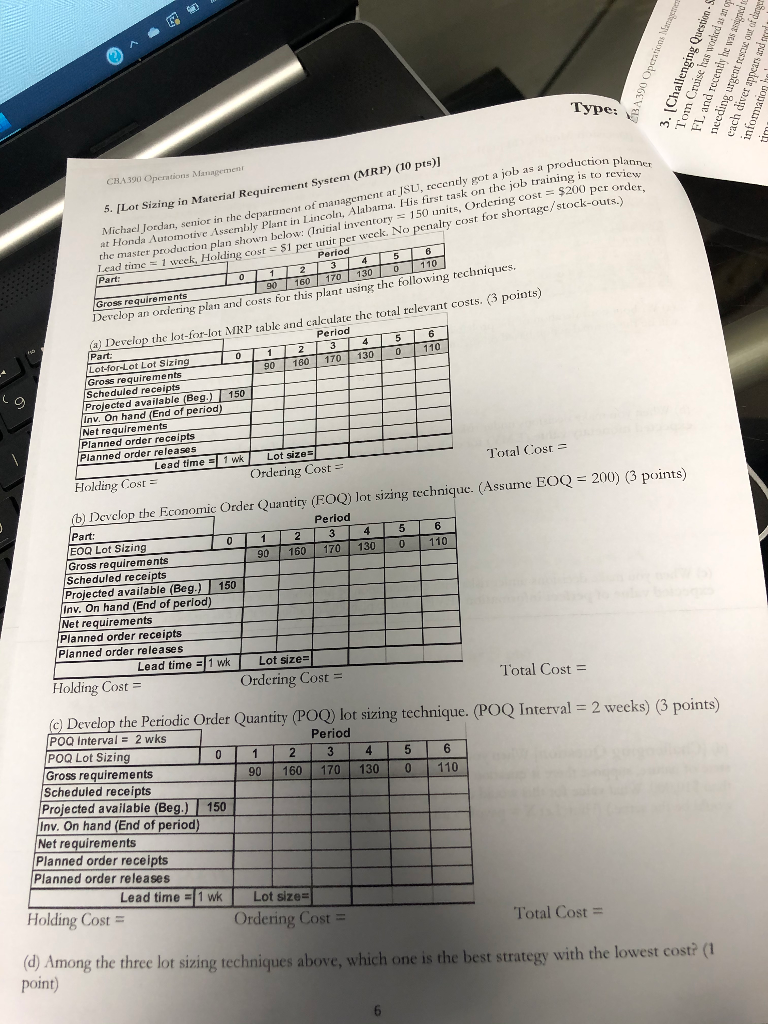 BA390 Operative Management nd to 3. (Challenging