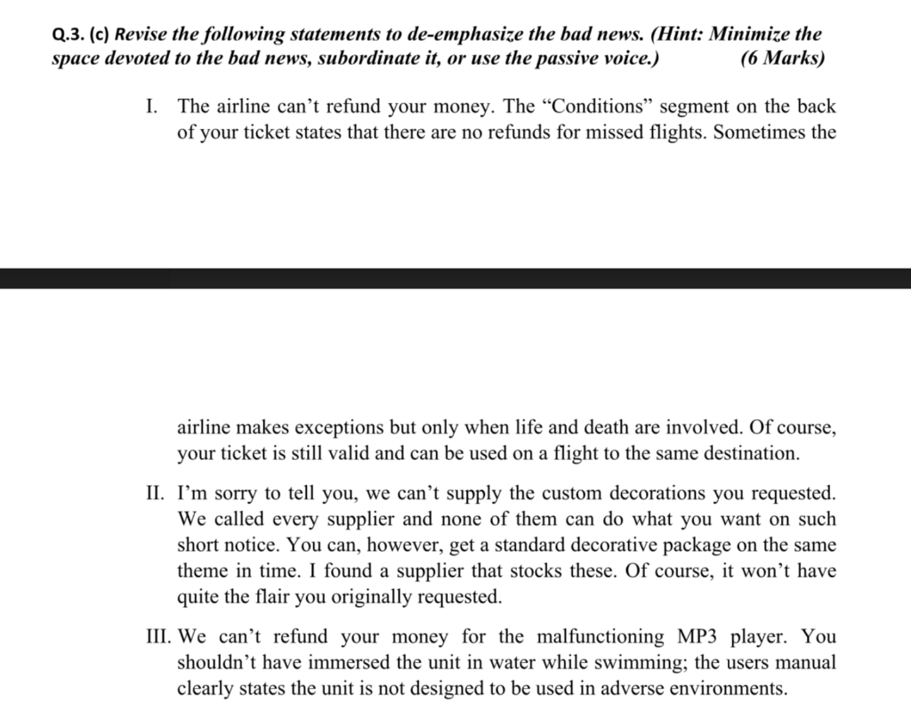 Q.3. (c) Revise the following statements to