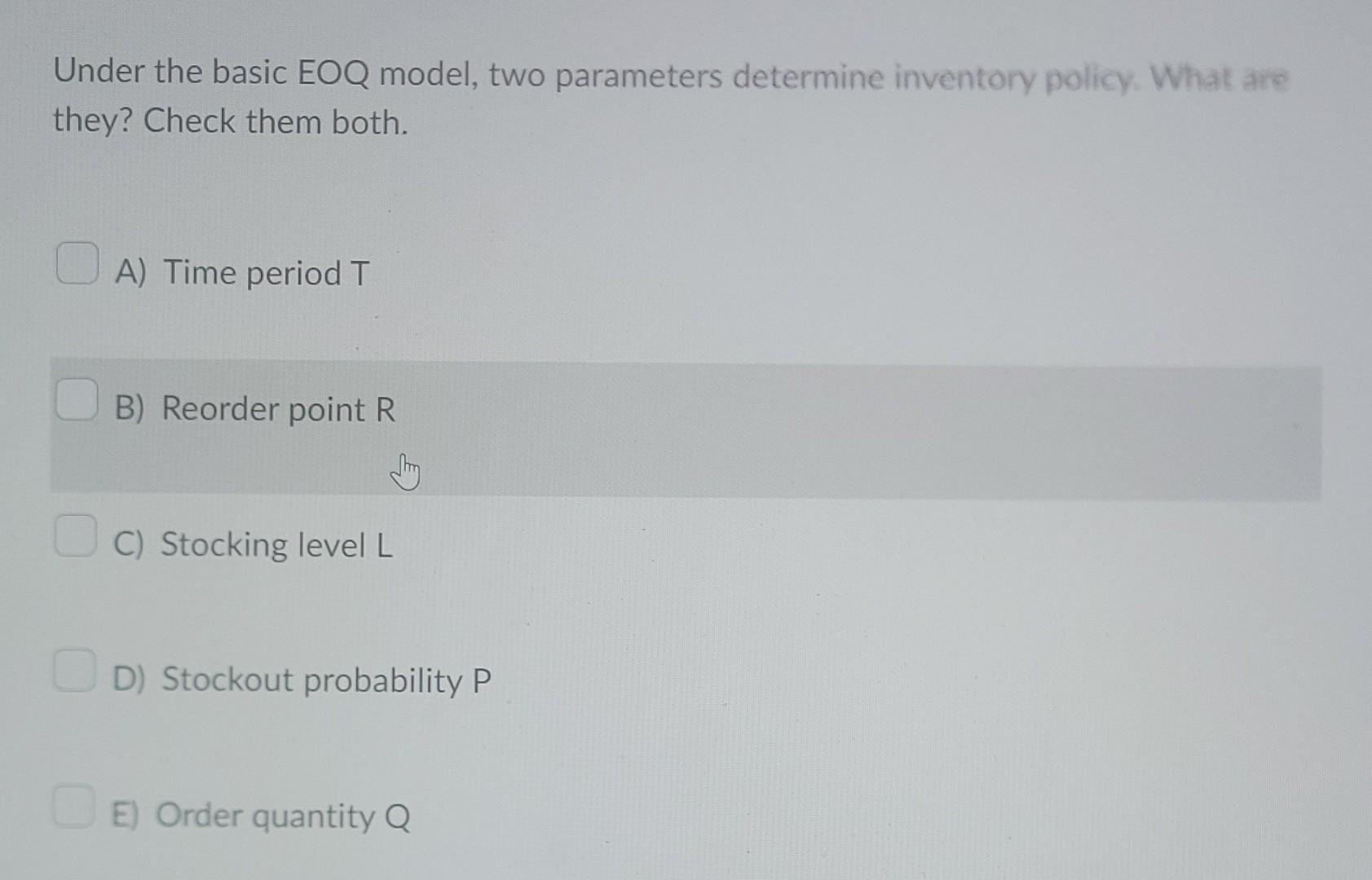 Need help with questions Under the basic EOQ