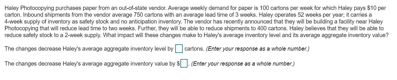 Haley Photocopying purchases paper from an