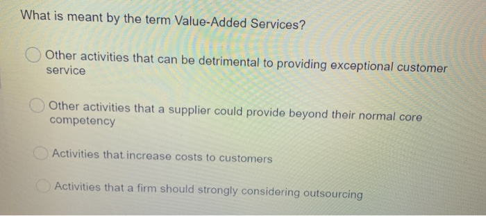 What is meant by the term Value Added Services?
