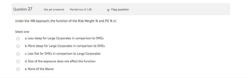 Question 27 Not yet answered Marked out of 1.00 p