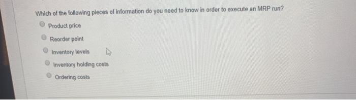 Which of the following pieces of Information do