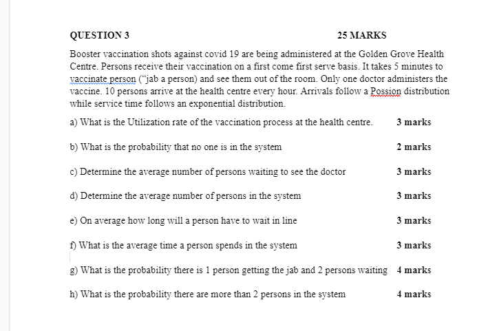 QUESTION 3 25 MARKS Booster vaccination shots