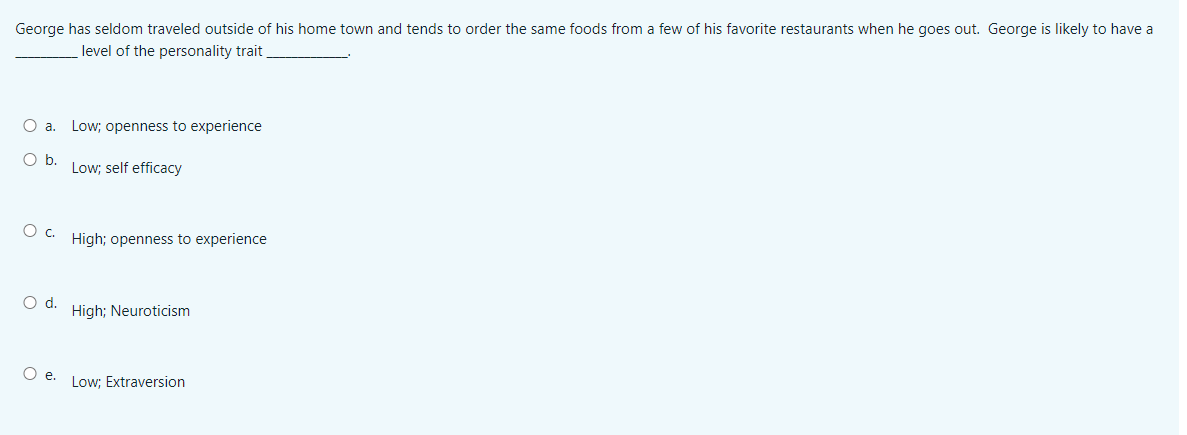 George has seldom traveled outside of his home