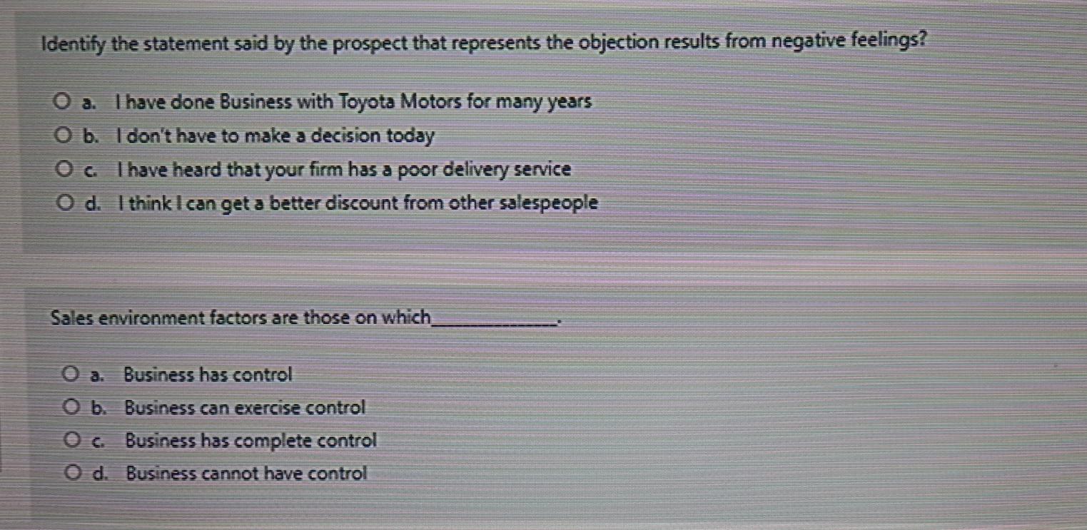 Identify the statement said by the prospect that