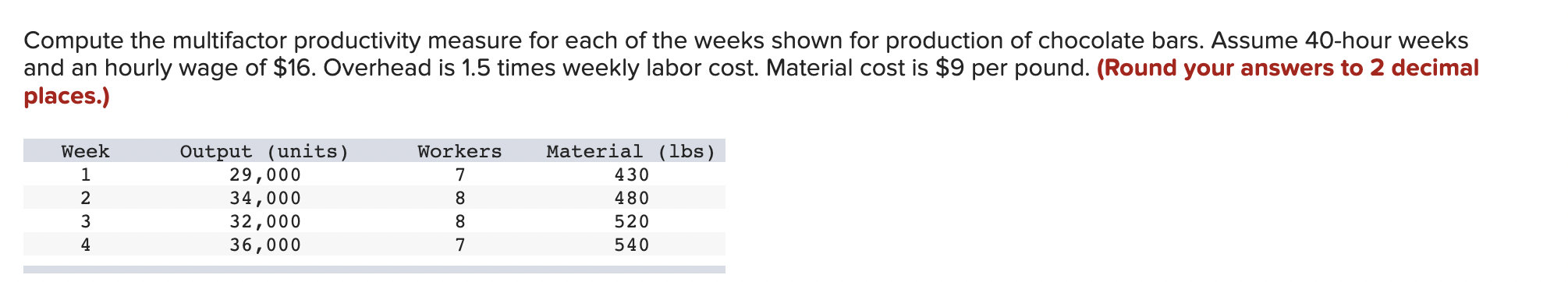 Compute the multifactor productivity measure for