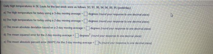 Daily high temperatures in St. Louis for the last
