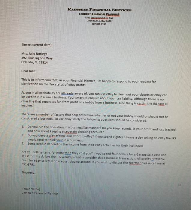 help! RAINTREE FINANCIAL SERVICE CERTIFIED