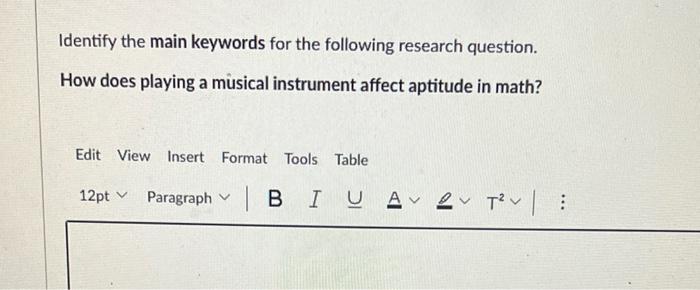 Identify the main keywords for the following