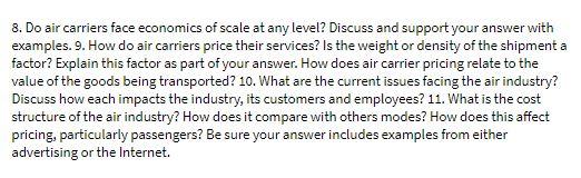 8. Do air carriers face economics of scale at any