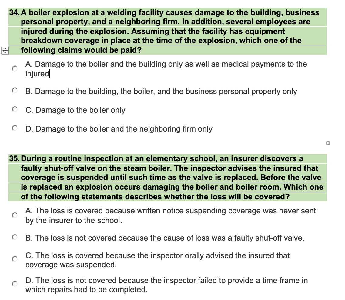34. A boiler explosion at a welding facility