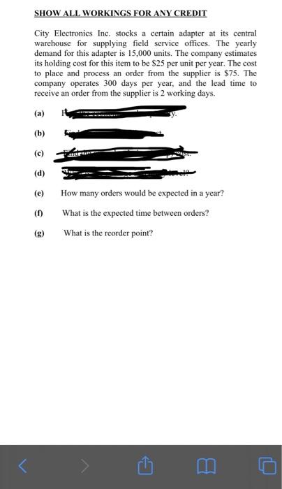 if you could show work for each problem so i can