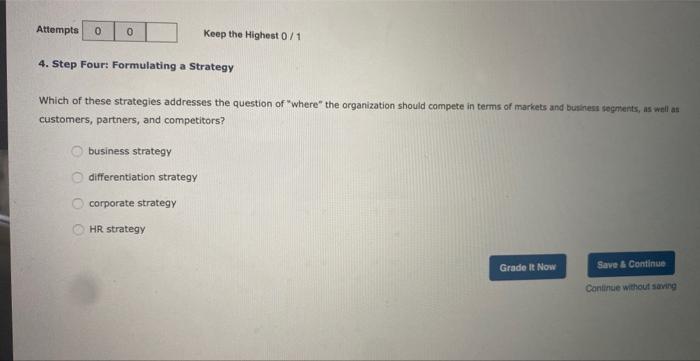 Which of these strategies addresses the question