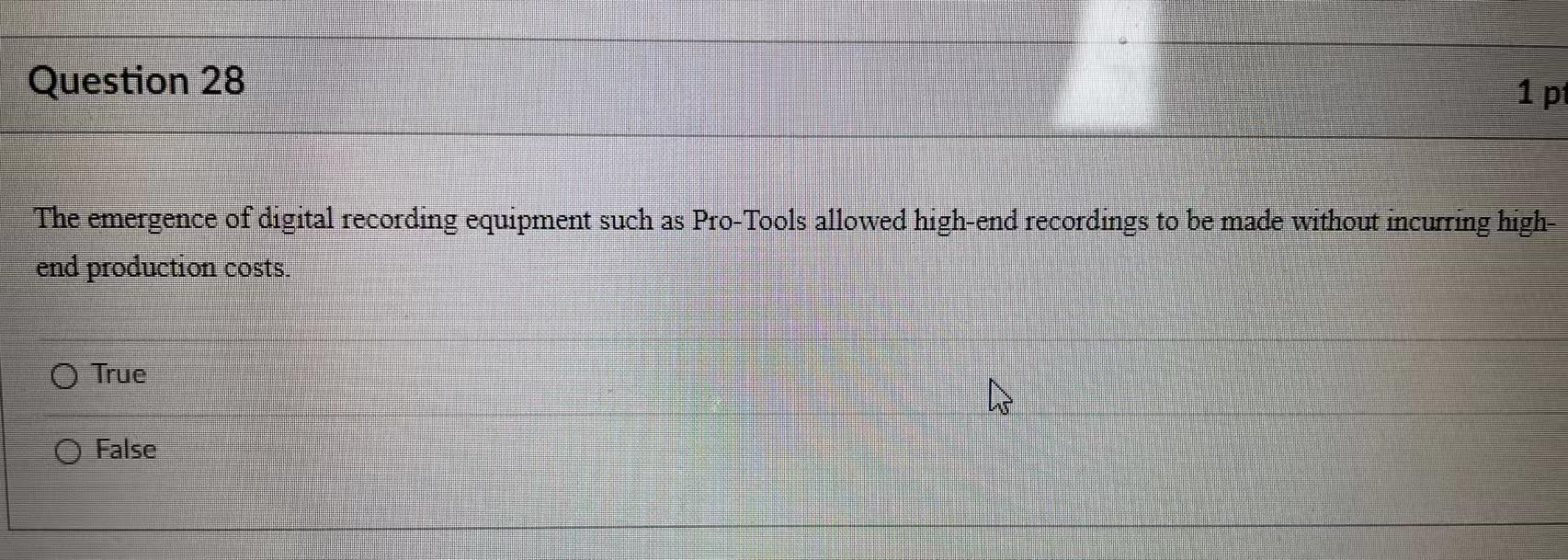 Question 28 1 pt The emergence of digital