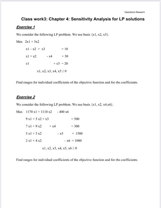 Operations Research Class work3: Chapter 4: