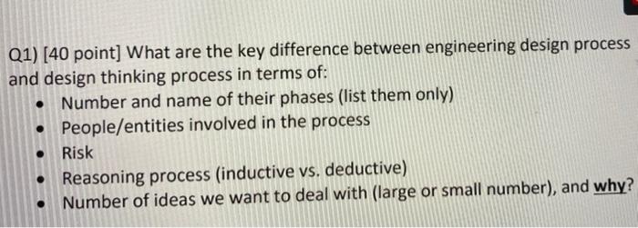 Q1) [40 point] What are the key difference