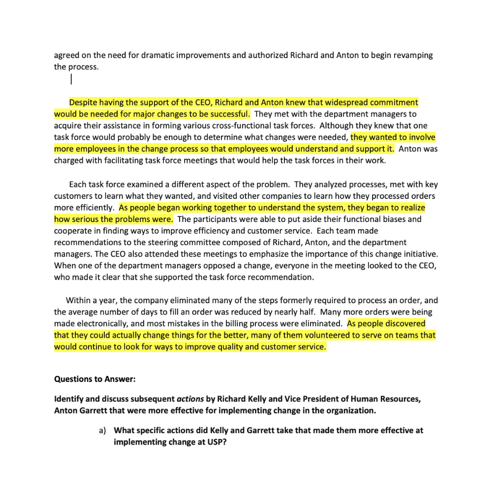 PLEASE USE Kotters 8- step process for change